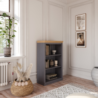 Estante de madeira com 1,19 m na cor cinza e cera natural / Coleção biblioteca